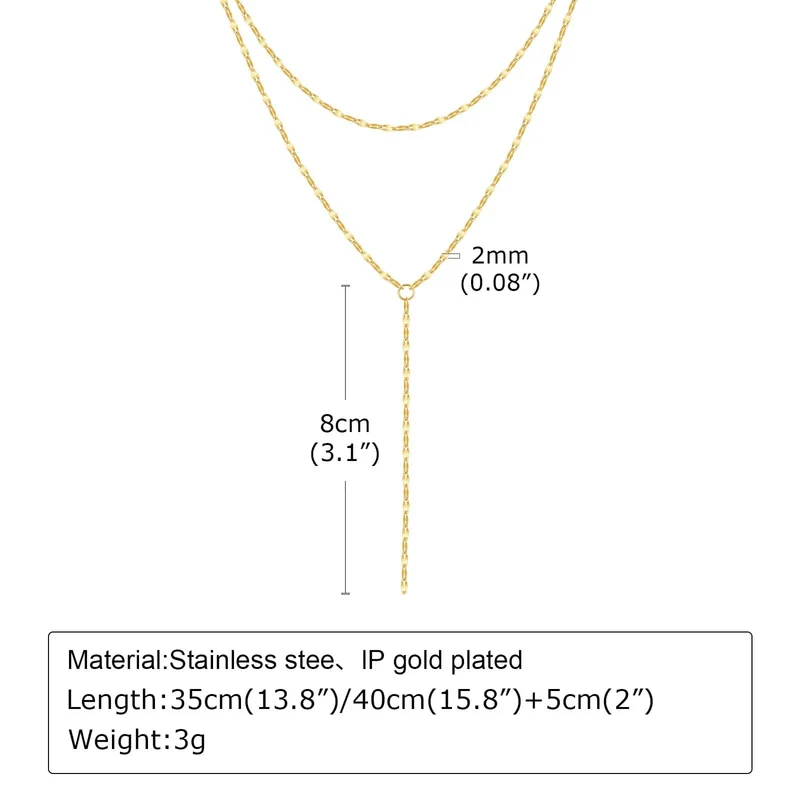 Vergoldete Lasso-Halskette für Damen, doppelte Lasso-Halskette mit langem Tropfenanhänger, modische Geschenke