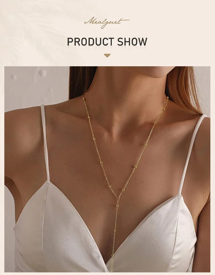 Vergoldete Lasso-Halskette für Damen, doppelte Lasso-Halskette mit langem Tropfenanhänger, modische Geschenke