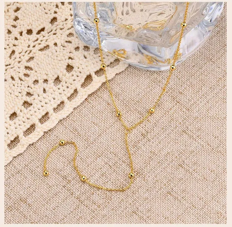 Vergoldete Lasso-Halskette für Damen, doppelte Lasso-Halskette mit langem Tropfenanhänger, modische Geschenke