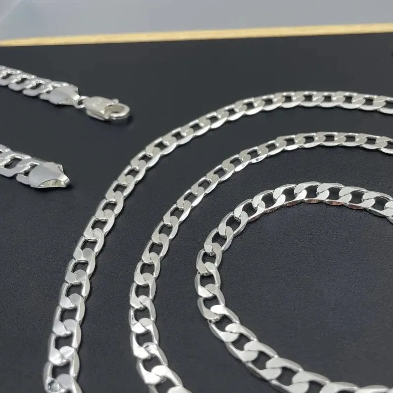 Herren-Halskette aus 925er Sterlingsilber, 2/4/6/8/10/12 MM, 40-75 cm, Gesichtskette, Karabinerverschluss, Herren- und Damen-Verlobungsschmuck, Geschenke