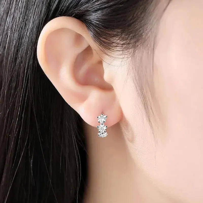 Top Verkauf 925 Sterling Silber Nadel Ohrringe für frauen Hochzeit Mode Hohe Qualität Schmuck Kristall Zirkon Blume Nette Stud