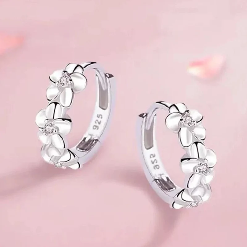 Top Verkauf 925 Sterling Silber Nadel Ohrringe für frauen Hochzeit Mode Hohe Qualität Schmuck Kristall Zirkon Blume Nette Stud