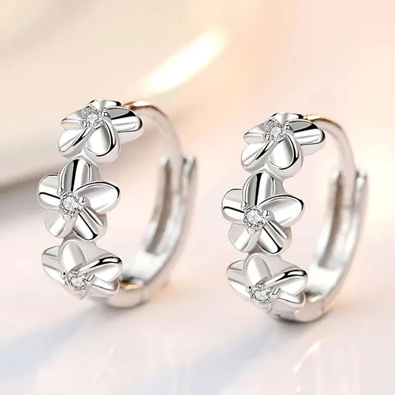 Top Verkauf 925 Sterling Silber Nadel Ohrringe für frauen Hochzeit Mode Hohe Qualität Schmuck Kristall Zirkon Blume Nette Stud