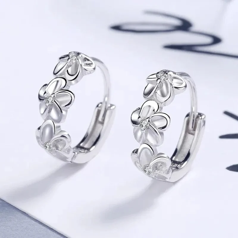 Top Verkauf 925 Sterling Silber Nadel Ohrringe für frauen Hochzeit Mode Hohe Qualität Schmuck Kristall Zirkon Blume Nette Stud