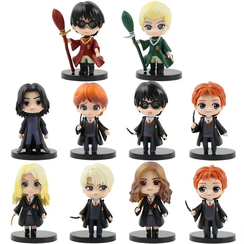 Neu 10 Teile/satz Harry Potter Figuren Anime Q Version PVC Puppe Spielzeug Filme Auto Kuchen Dekoration Kinder Geburtstag Weihnachten Geschenk