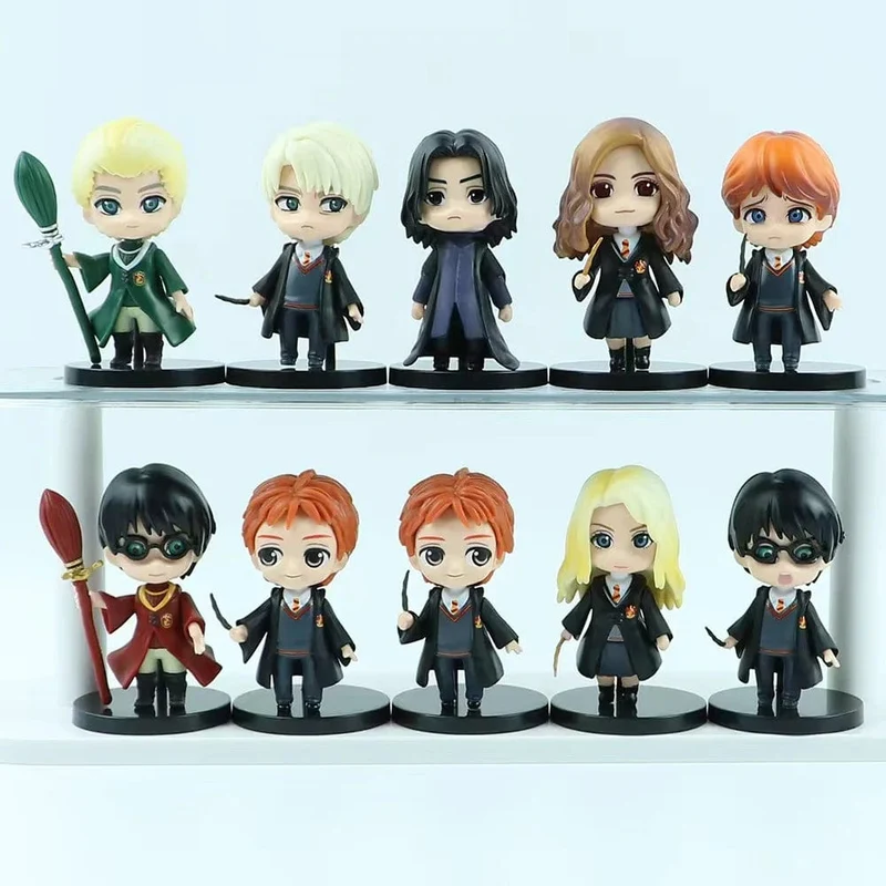 Neu 10 Teile/satz Harry Potter Figuren Anime Q Version PVC Puppe Spielzeug Filme Auto Kuchen Dekoration Kinder Geburtstag Weihnachten Geschenk