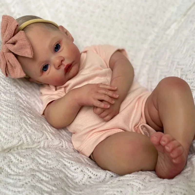 NPK 18 Zoll Reborn Babypuppe, Wiese, weicher Körper, 100 % handgefertigt, 3D-Haut mit sichtbaren Adern, Sammlerkunstpuppe, Weihnachtsgeschenk