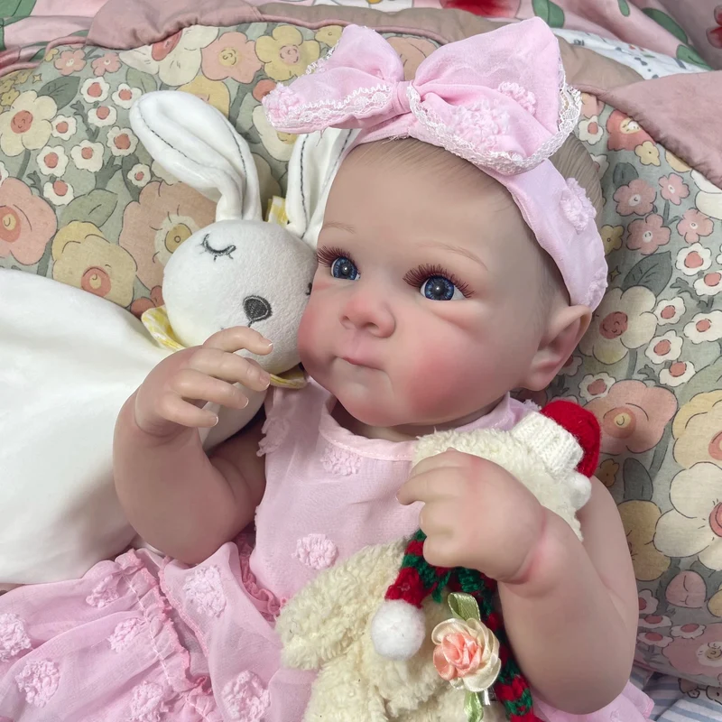 18 Zoll fertige Reborn Babypuppe Vollsilikon Vinyl Mädchen waschbar Bettie mit bemalter lebensechter 3D-Haut Reborn Weihnachtsspielzeug