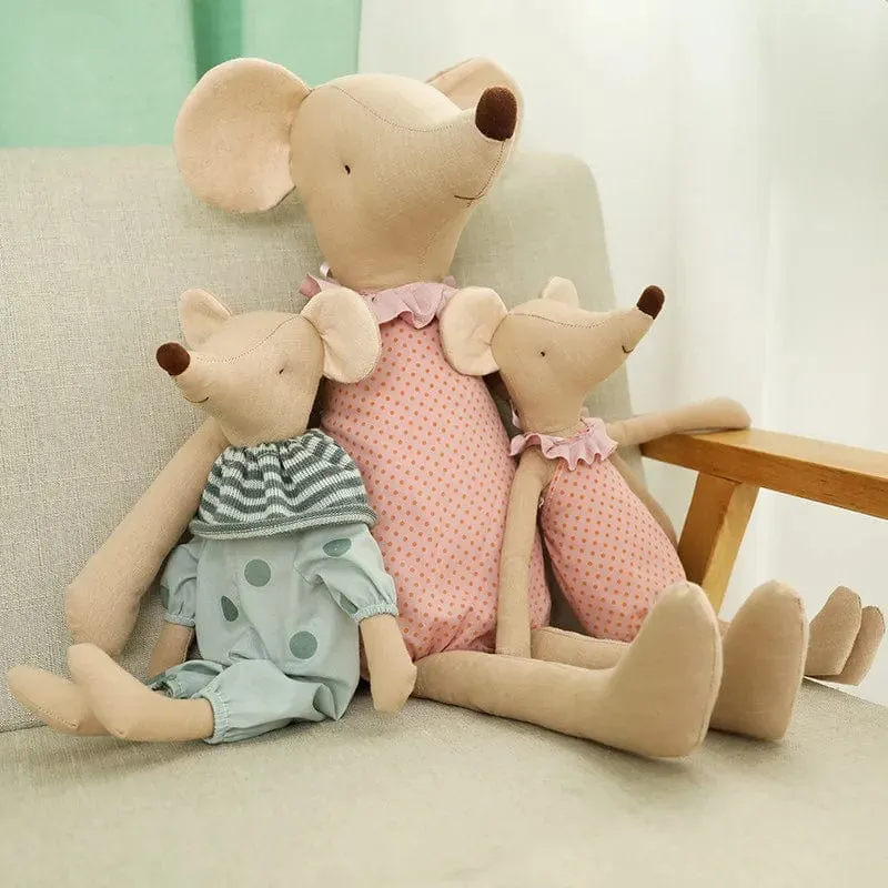 Kinderspielzeug Kleine und süße Mauspuppe mit rosafarbener Baumwollschleife und grüner Schleife, Plüschtier