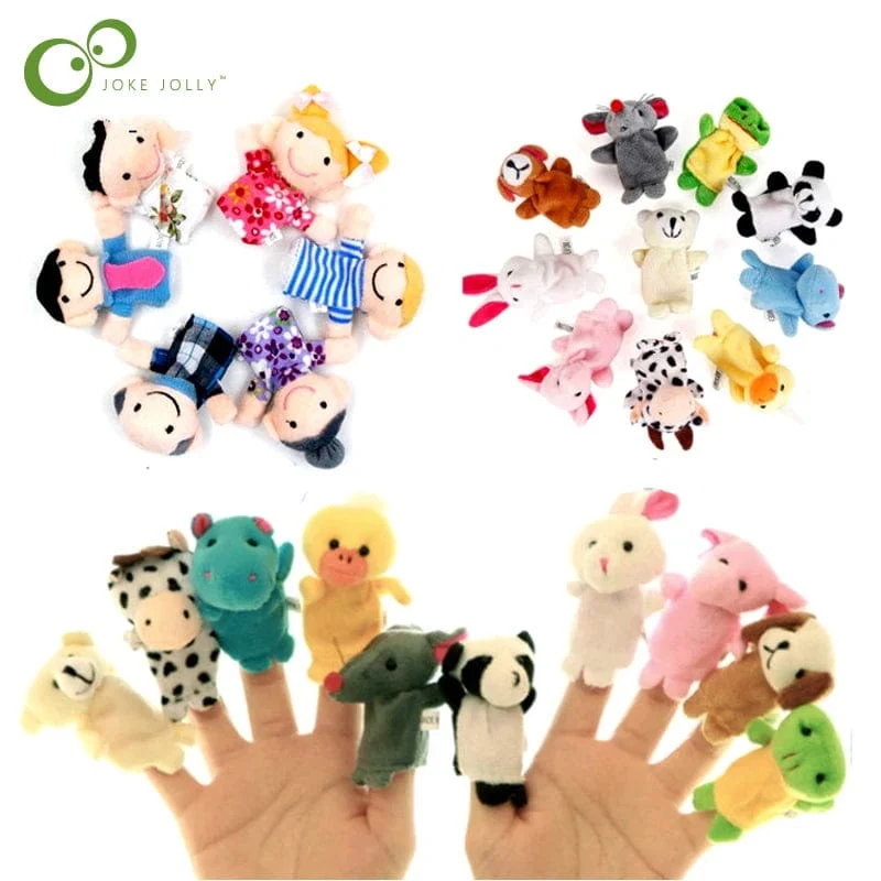 Baby Plüsch Spielzeug Finger Puppen Erzählen Geschichte Requisiten 10 stücke Tiere oder 6 stücke Familie Puppe Kinder Spielzeug Kinder Geschenk GYH