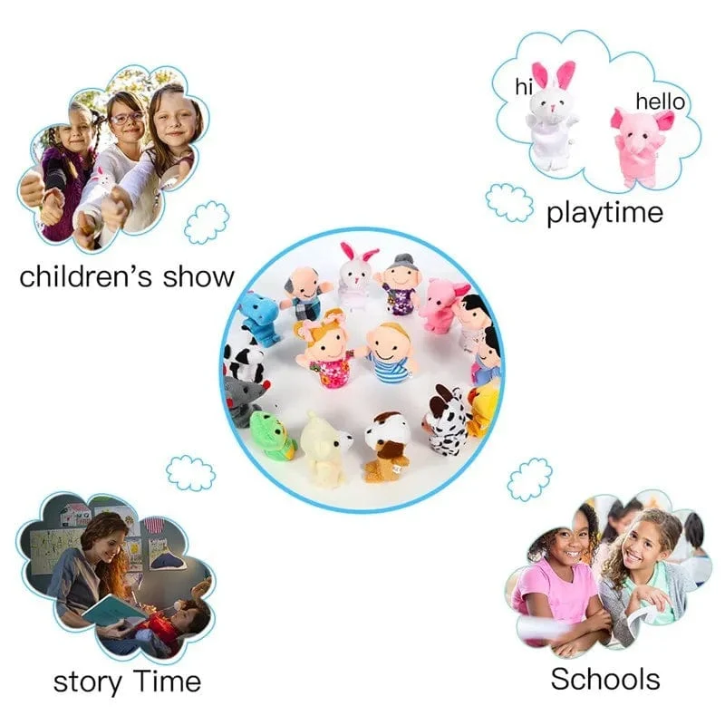 10 Stücke Baby Plüschtier Cartoon Tier Familie Fingerpuppe Rollenspiel Erzählen Geschichte Stoffpuppe Lernspielzeug Für Kinder Kinder