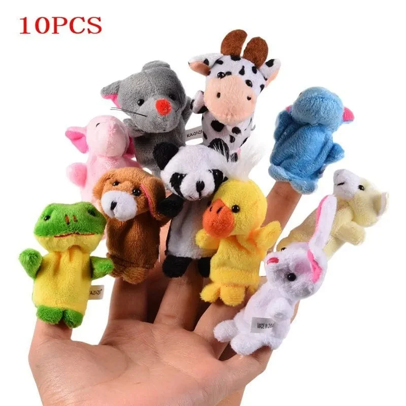 10 Stücke Baby Plüschtier Cartoon Tier Familie Fingerpuppe Rollenspiel Erzählen Geschichte Stoffpuppe Lernspielzeug Für Kinder Kinder