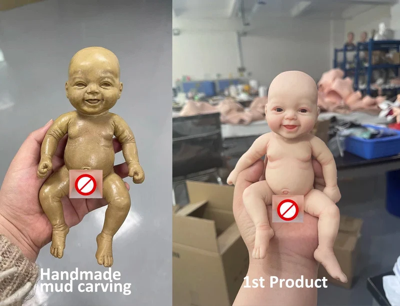 7" Junge Micro Frühchen Ganzkörper Silikon Lächeln Babypuppe "Noah" Lebensechte Mini Reborn Puppe Überraschung Kinder Anti-Stress