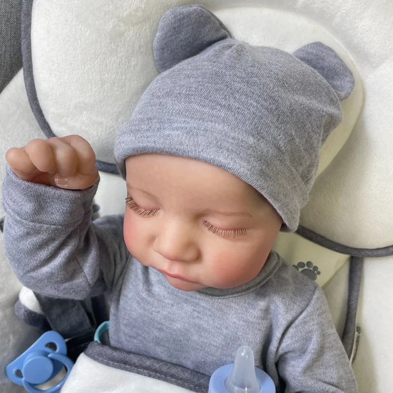 46 cm Reborn Babypuppe Levi, gemischtes Silikon, Vinyl oder Stoffpuppe, fertig, 3D-bemalte Haut, Adern, Kunstsammlung, Puppengeschenk für Mädchen