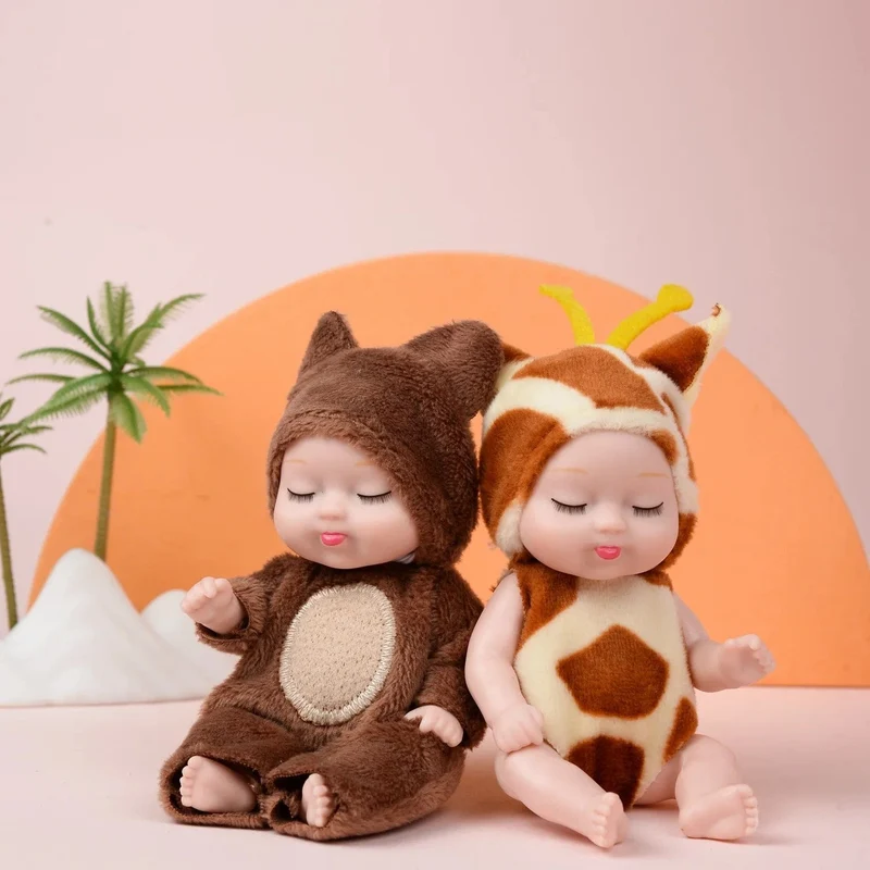 1 stücke 13 cm Schlaf Baby Puppe Neue Mode Simulation Wiedergeburt Puppen Mini Nette Puppe Cartoon Tier Kinder Spielzeug für Kinder Geburtstag Geschenk