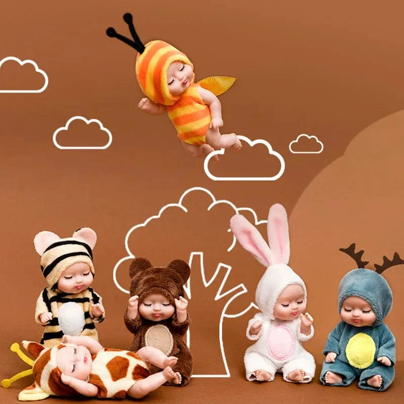1 stücke 13 cm Schlaf Baby Puppe Neue Mode Simulation Wiedergeburt Puppen Mini Nette Puppe Cartoon Tier Kinder Spielzeug für Kinder Geburtstag Geschenk