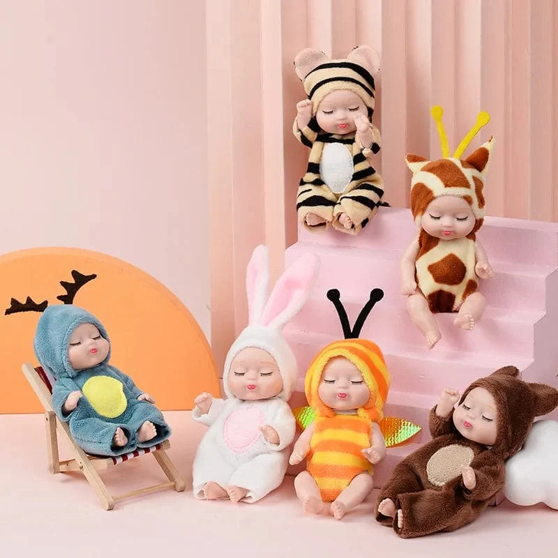 1 stücke 13 cm Schlaf Baby Puppe Neue Mode Simulation Wiedergeburt Puppen Mini Nette Puppe Cartoon Tier Kinder Spielzeug für Kinder Geburtstag Geschenk