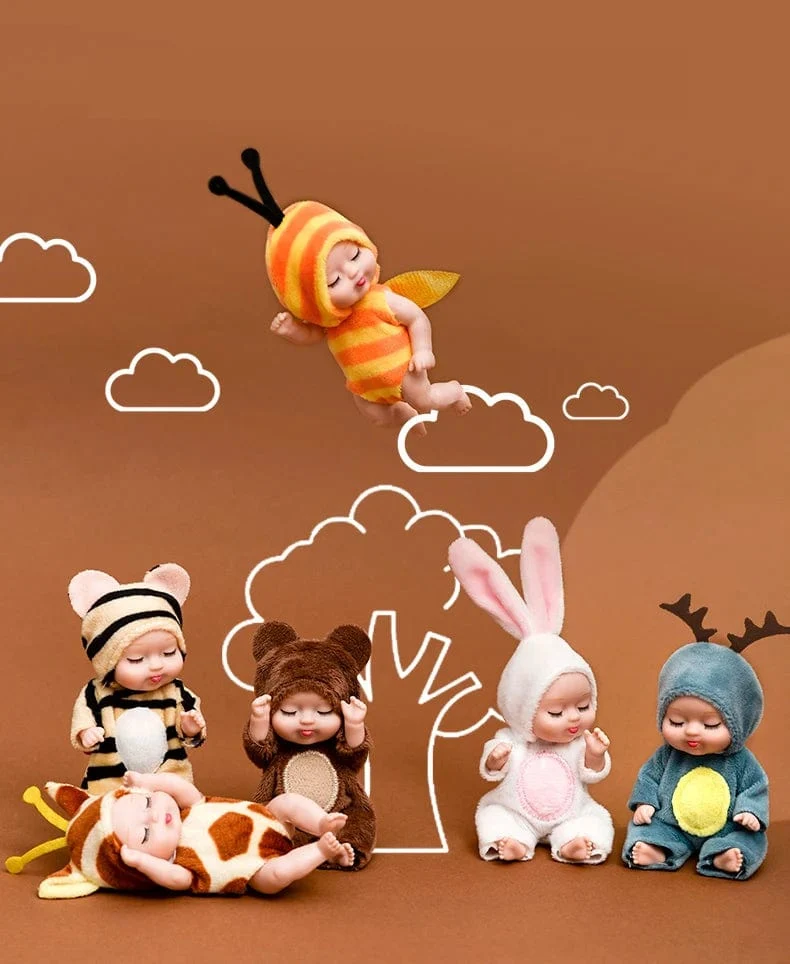 1 stücke 13 cm Schlaf Baby Puppe Neue Mode Simulation Wiedergeburt Puppen Mini Nette Puppe Cartoon Tier Kinder Spielzeug für Kinder Geburtstag Geschenk