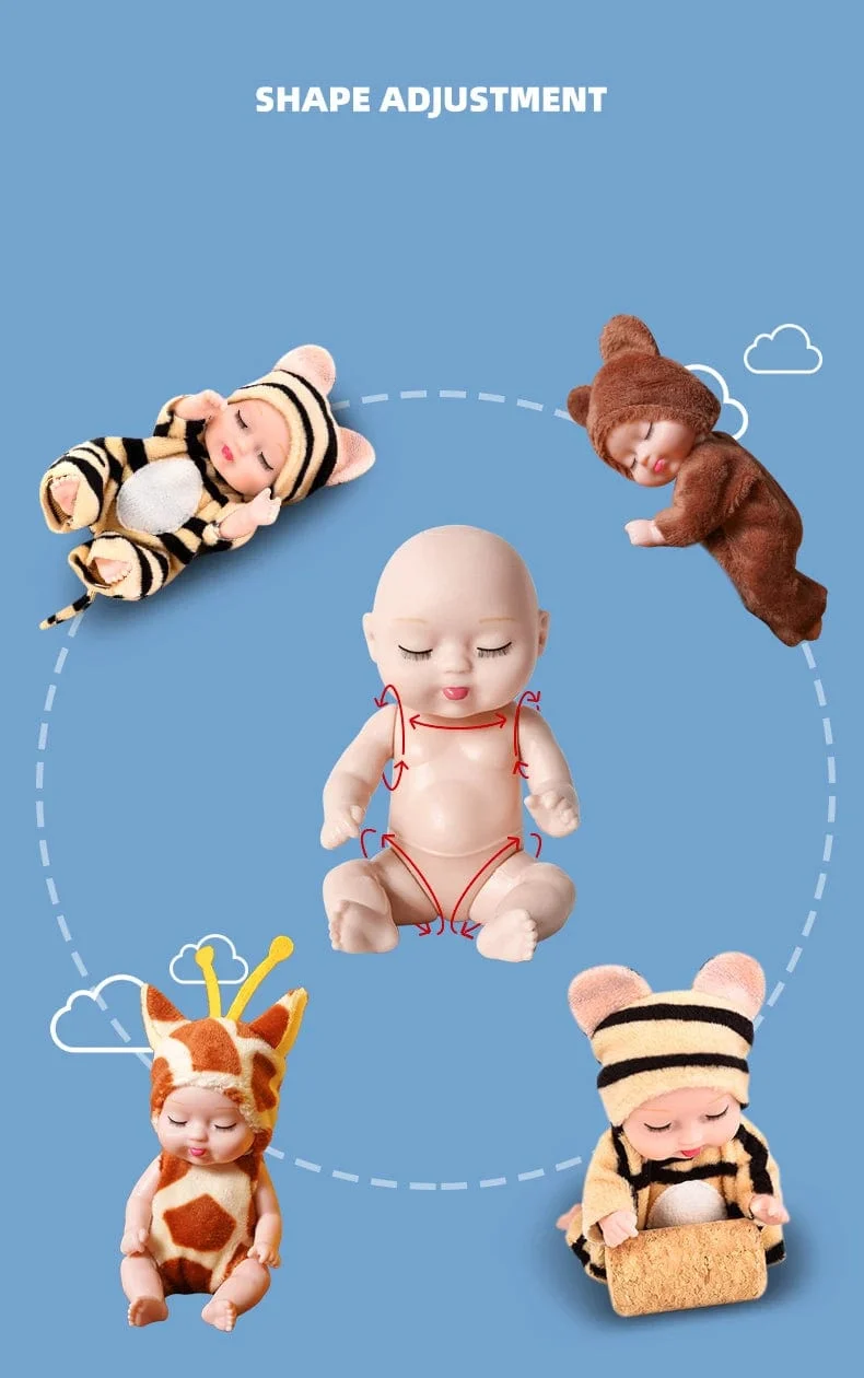 1 stücke 13 cm Schlaf Baby Puppe Neue Mode Simulation Wiedergeburt Puppen Mini Nette Puppe Cartoon Tier Kinder Spielzeug für Kinder Geburtstag Geschenk