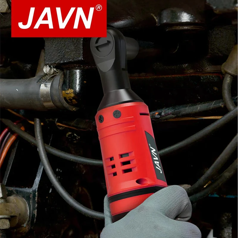JAVN 12V Akku-Elektroschrauber, 45NM 3/8'' Ratschenschlüssel, Demontageschraube Mutter, Autoreparaturwerkzeuge, rechtwinkliger Schraubenschlüssel, Power