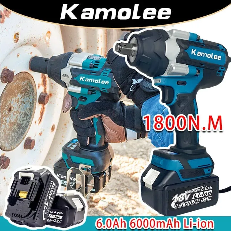 【Super Drehmoment】Kamolee 1800N.m DTW700 Elektrischer Schlagschrauber Hohes Drehmoment 1/2 Zoll Kompatibel mit 18V Makita Batterie