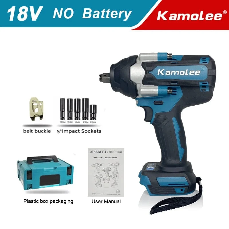 【Super Drehmoment】Kamolee 1800N.m DTW700 Elektrischer Schlagschrauber Hohes Drehmoment 1/2 Zoll Kompatibel mit 18V Makita Batterie