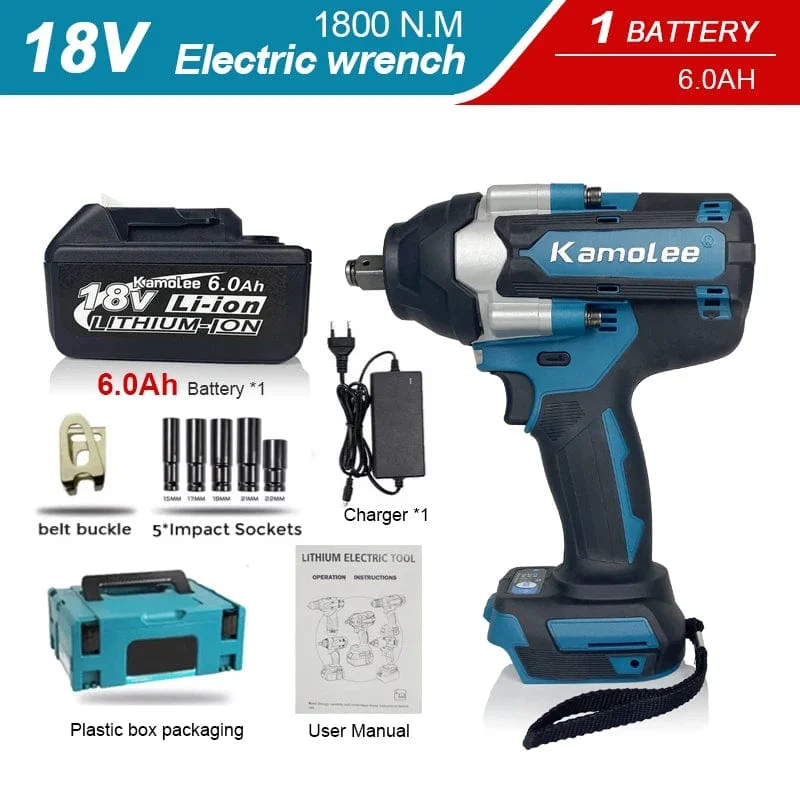 【Super Drehmoment】Kamolee 1800N.m DTW700 Elektrischer Schlagschrauber Hohes Drehmoment 1/2 Zoll Kompatibel mit 18V Makita Batterie