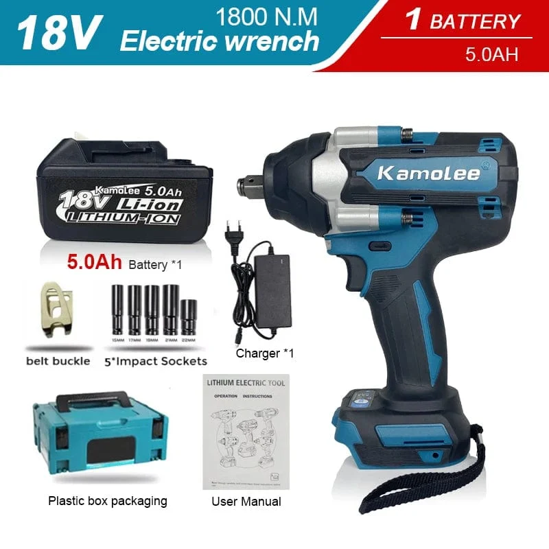 【Super Drehmoment】Kamolee 1800N.m DTW700 Elektrischer Schlagschrauber Hohes Drehmoment 1/2 Zoll Kompatibel mit 18V Makita Batterie