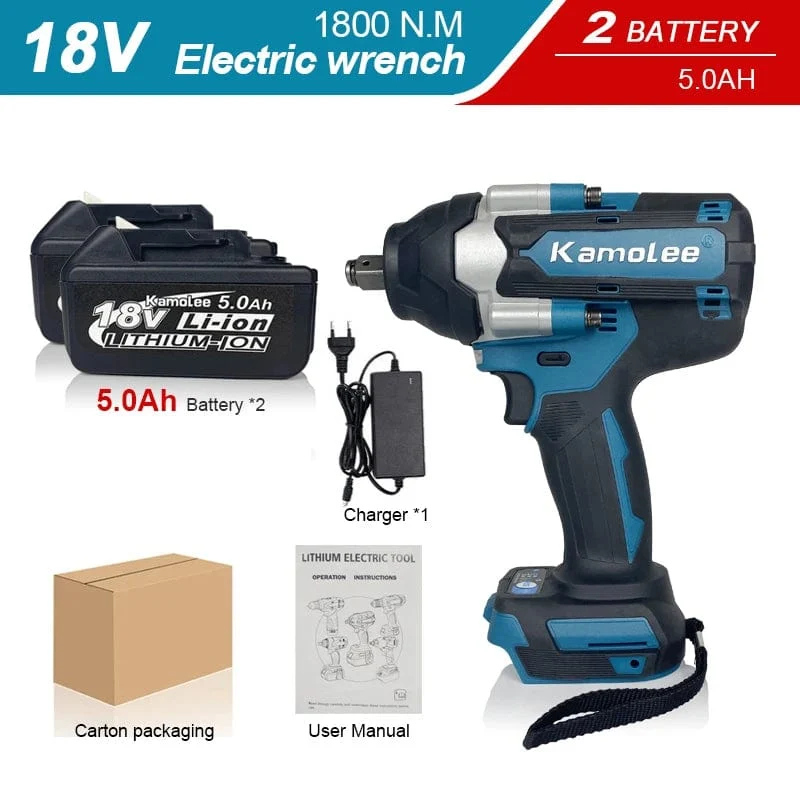 【Super Drehmoment】Kamolee 1800N.m DTW700 Elektrischer Schlagschrauber Hohes Drehmoment 1/2 Zoll Kompatibel mit 18V Makita Batterie