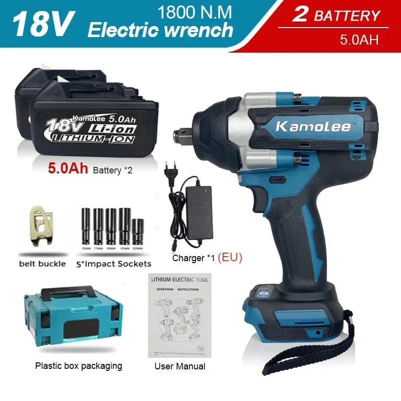 【Super Drehmoment】Kamolee 1800N.m DTW700 Elektrischer Schlagschrauber Hohes Drehmoment 1/2 Zoll Kompatibel mit 18V Makita Batterie