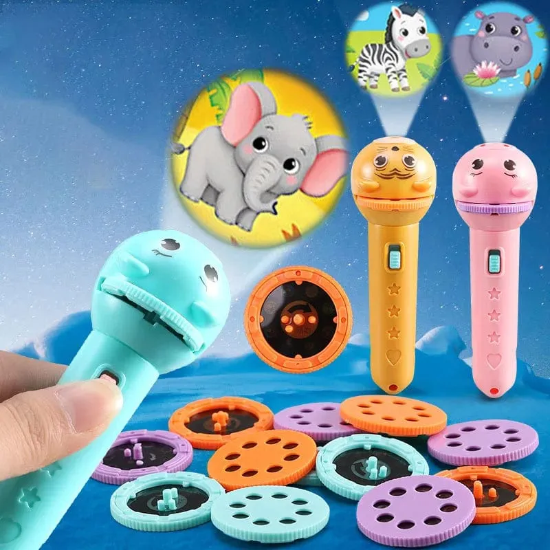 Taschenlampenprojektor für Kinder, Baby, Schlafgeschichtenbuch, Taschenlampenlampe, Spielzeug, Früherziehungsspielzeug, Urlaubs- und Weihnachtsgeschenk, leuchtendes Spielzeug