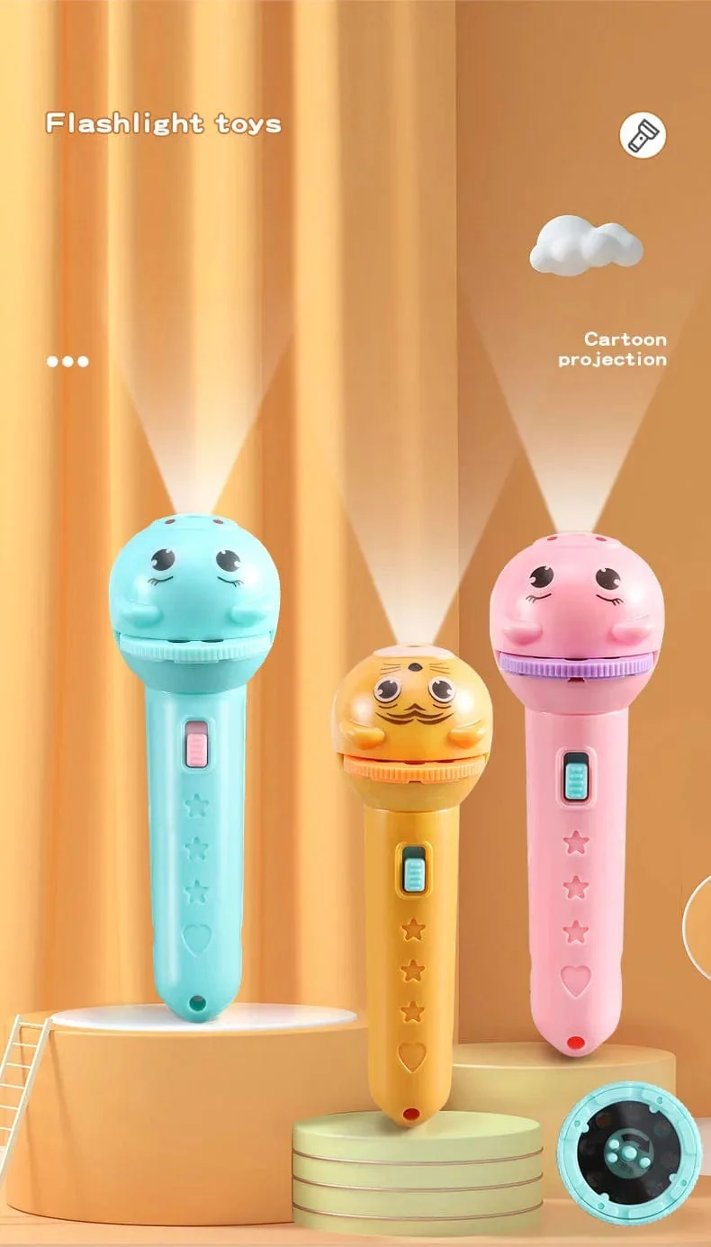 Taschenlampenprojektor für Kinder, Baby, Schlafgeschichtenbuch, Taschenlampenlampe, Spielzeug, Früherziehungsspielzeug, Urlaubs- und Weihnachtsgeschenk, leuchtendes Spielzeug