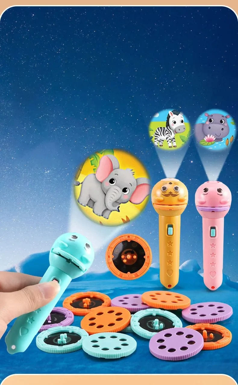 Taschenlampenprojektor für Kinder, Baby, Schlafgeschichtenbuch, Taschenlampenlampe, Spielzeug, Früherziehungsspielzeug, Urlaubs- und Weihnachtsgeschenk, leuchtendes Spielzeug