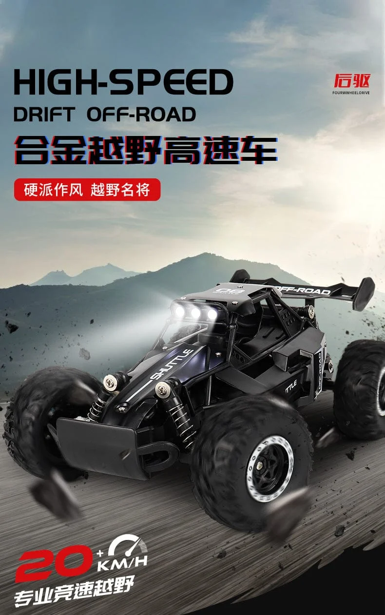 Neues RC-Auto 1:16 2WD mit LED-Licht 2.4G 20KM/H High Speed ​​Offroad-Kletterauto mit Fernbedienung Spielzeug Geschenke für Jungen Mädchen Kinder
