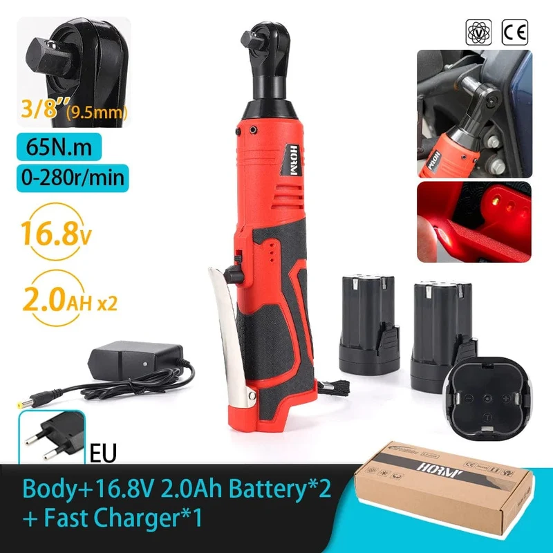 12V/18V Elektrischer Schlagschrauber Akku-Akkuschrauber 3/8 Zoll rechtwinklige Ratschenschlüssel Treiber Bohrer Elektrowerkzeug