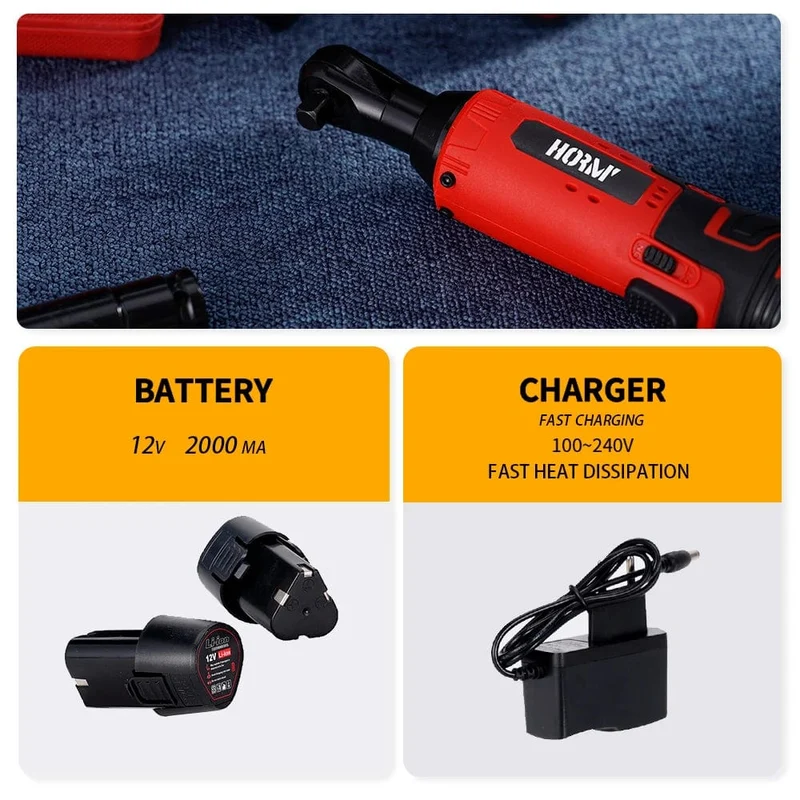 12V/18V Elektrischer Schlagschrauber Akku-Akkuschrauber 3/8 Zoll rechtwinklige Ratschenschlüssel Treiber Bohrer Elektrowerkzeug