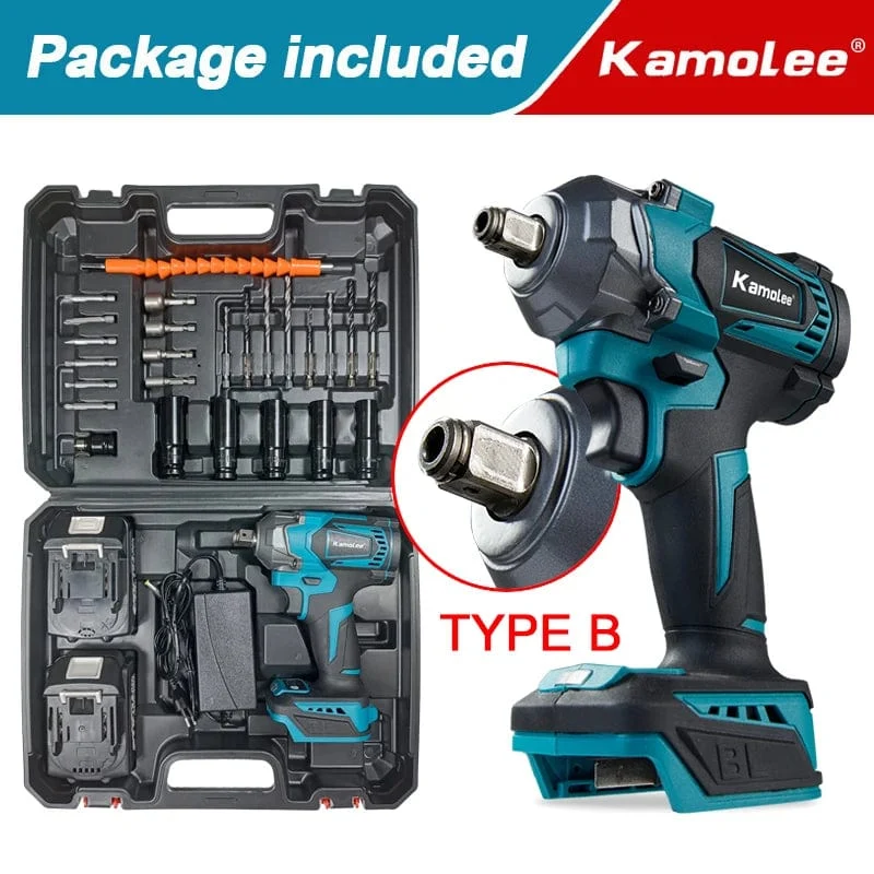 Kamolee Elektroschrauber DTW500, bürstenlos, kabellos, 1200 Nm, inklusive Akku und Ladegerät, kompatibel mit 18-V-Makita-Akku