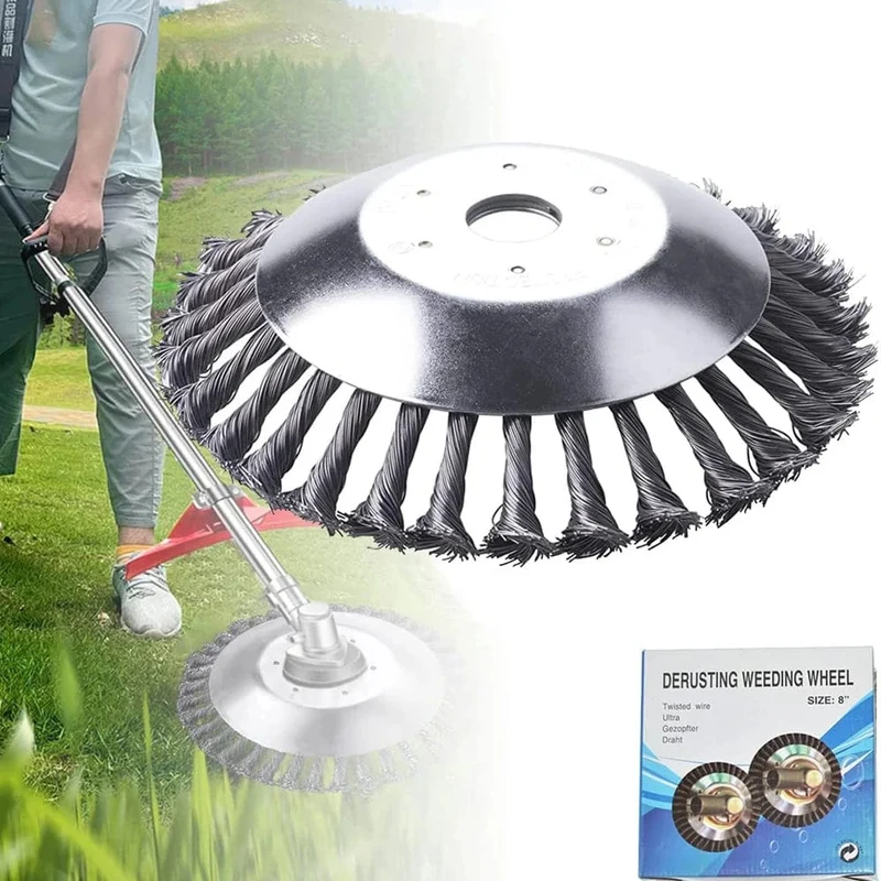 6/8 Zoll Upgrade Unkrautbürstenschneiderkopf Rasenmäher Universal-Rasentrimmerkopf Stahldraht-Radbürstenscheibe Gartentrimmerköpfe