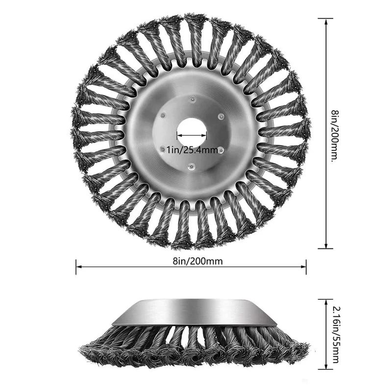 6/8 Zoll Upgrade Unkrautbürstenschneiderkopf Rasenmäher Universal-Rasentrimmerkopf Stahldraht-Radbürstenscheibe Gartentrimmerköpfe