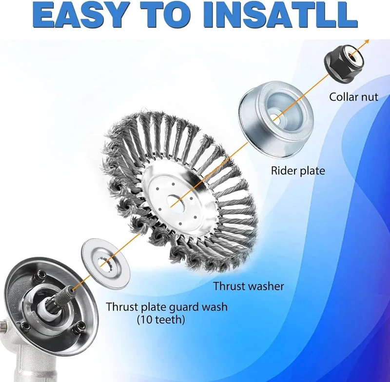 6/8 Zoll Upgrade Unkrautbürstenschneiderkopf Rasenmäher Universal-Rasentrimmerkopf Stahldraht-Radbürstenscheibe Gartentrimmerköpfe