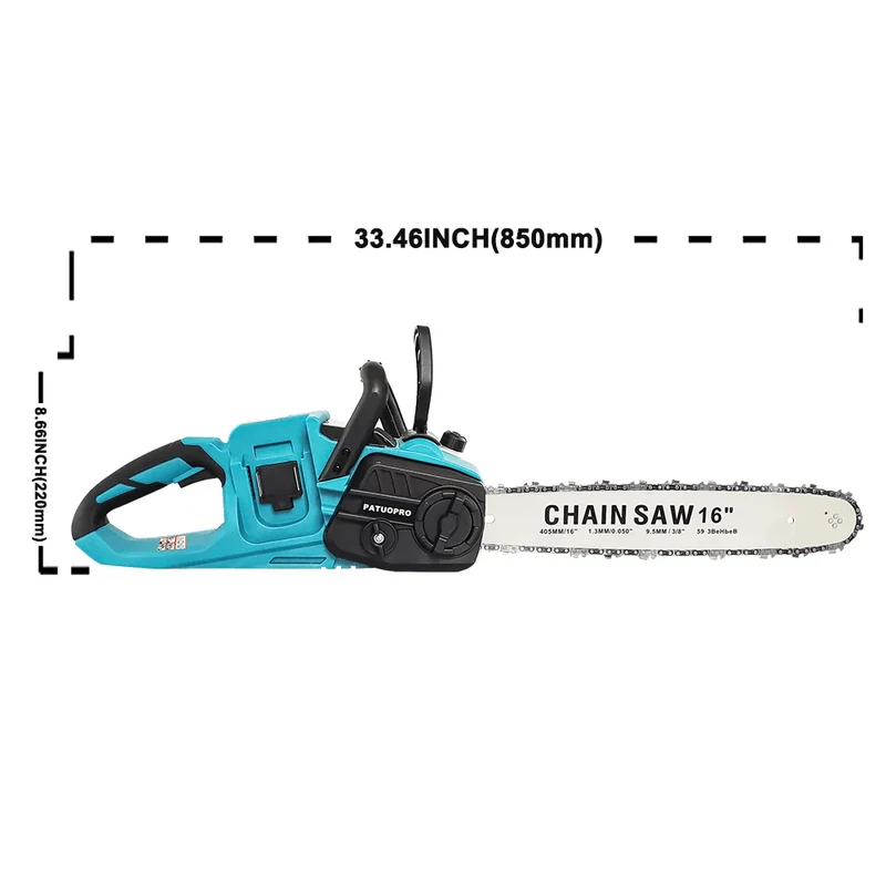 42 V (21 V * 2) bürstenlose 16-Zoll-Elektrokettensäge, kabelloses Schneidwerkzeug für die Holzbearbeitung, Hand-Gartenschneider für Makita-Akku