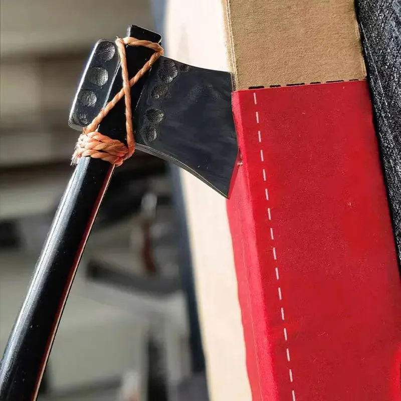 Chrom-Vanadium-legierter Stahl Mini-Axtkopf-Schlüsselanhänger Tragbares kleines Messer mit fester Klinge Auspack-Express mit Rindslederetui
