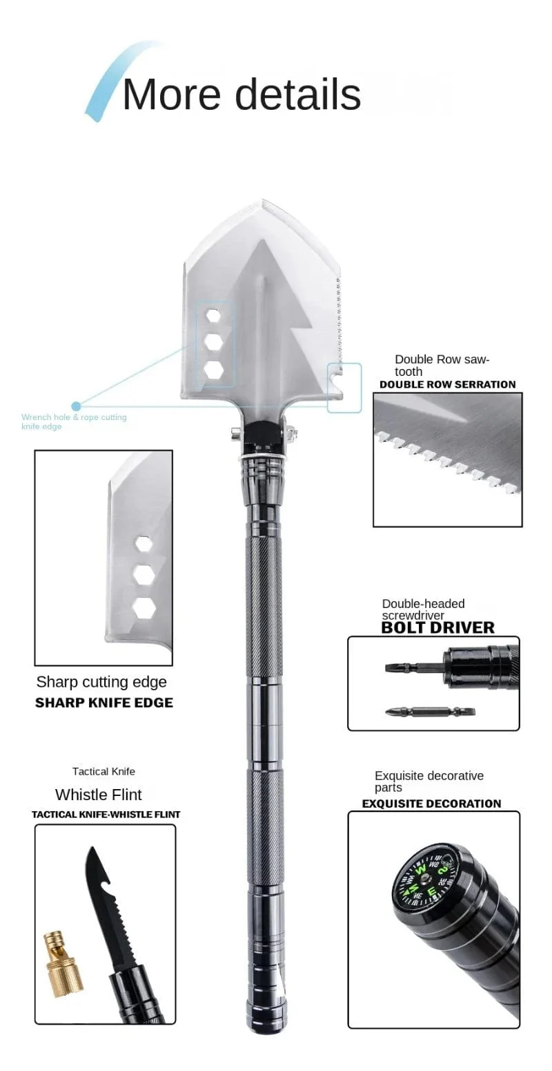 Outdoor Camping Schaufel mit Axt Multifunktions Überleben Werkzeug Kompass Aluminium Legierung Klapp Spaten Messer Schnee Schaufel Schulter