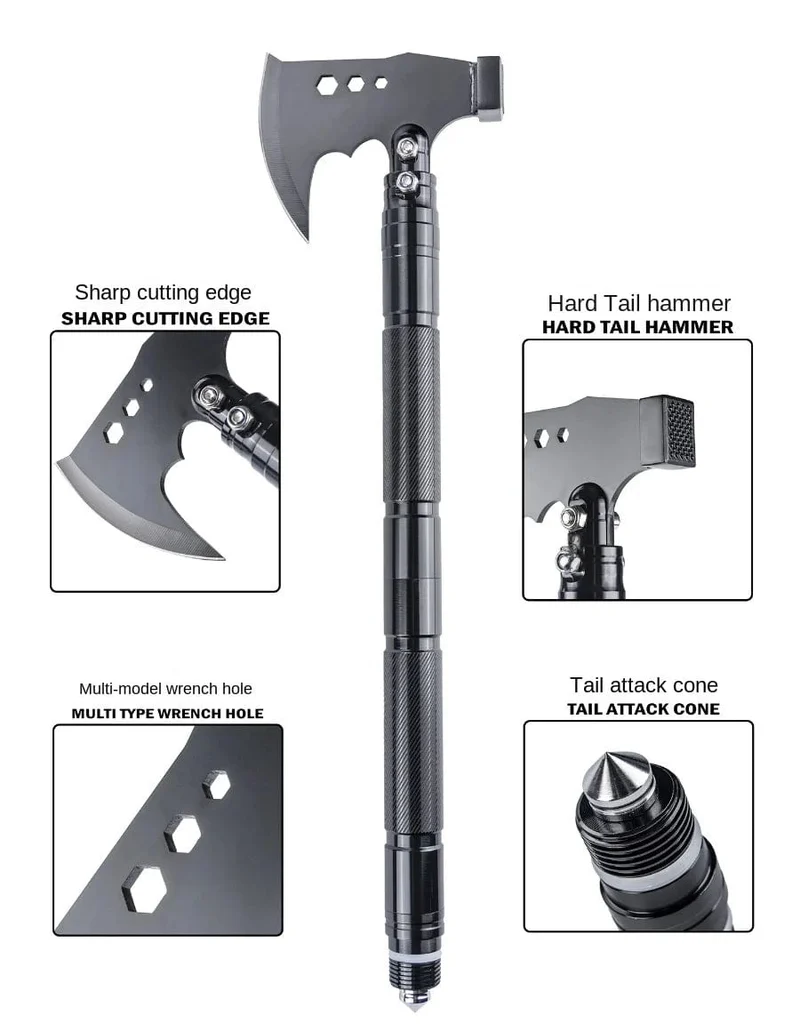 Outdoor Camping Schaufel mit Axt Multifunktions Überleben Werkzeug Kompass Aluminium Legierung Klapp Spaten Messer Schnee Schaufel Schulter