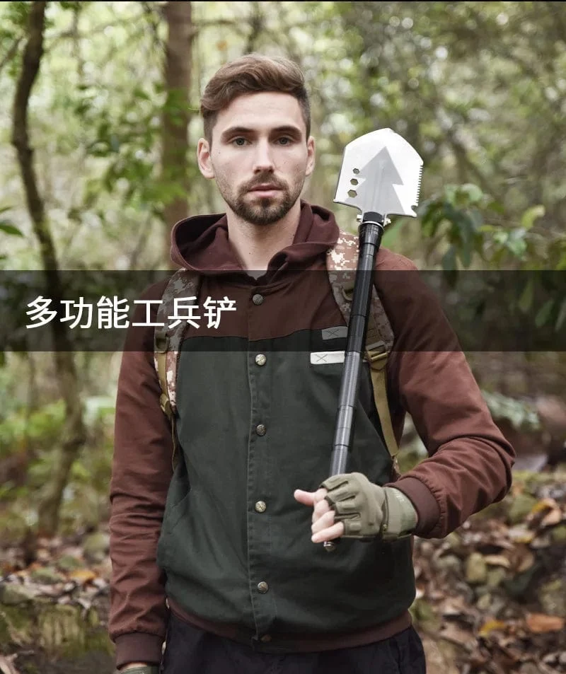 Outdoor Camping Schaufel mit Axt Multifunktions Überleben Werkzeug Kompass Aluminium Legierung Klapp Spaten Messer Schnee Schaufel Schulter