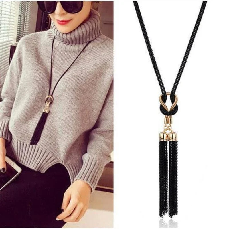 Neue Ankunft Weibliche Anhänger Halskette Quaste Lange Winter Pullover Kette Halskette für Frauen Halsketten Großhandel Verkäufe Kragen