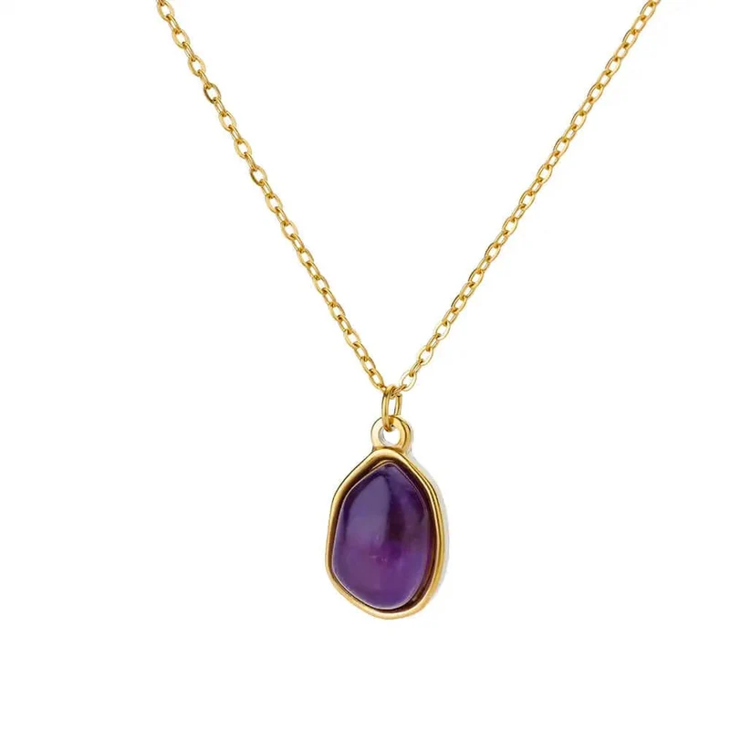 Mode Stein Opal Oval Halskette Für Frauen Edelstahl Gold Farbe Oval Stein Anhänger Halskette Hochzeit Ästhetischen Schmuck Geschenk