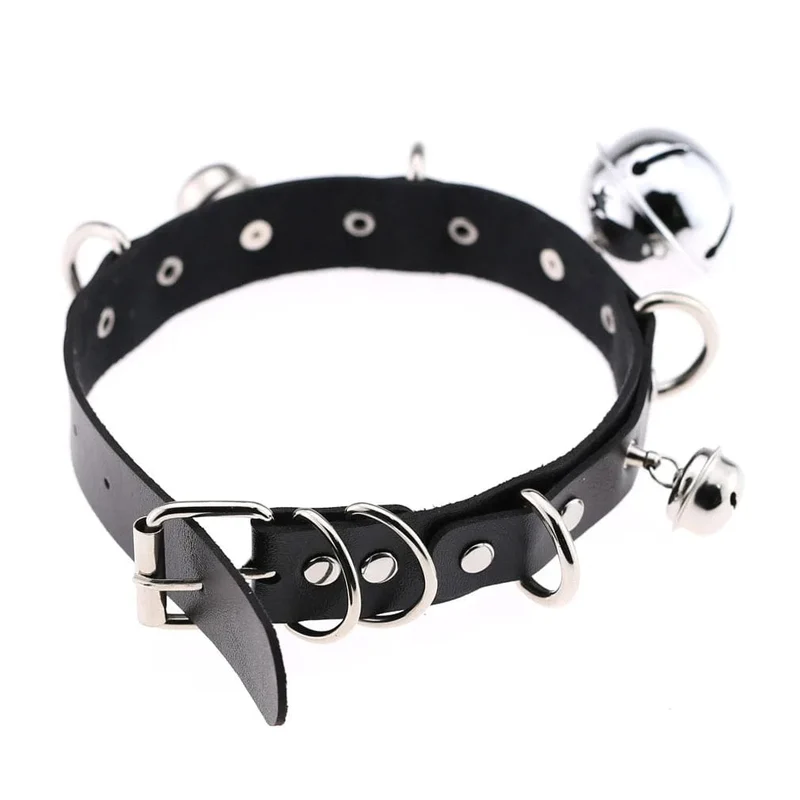 Trendy Punk Spike Nieten Leder Frauen Halsband Glocke Pentagramm Harajuku Kragen Halsketten Handgemachte Boho Gothic Mädchen Collier Schmuck