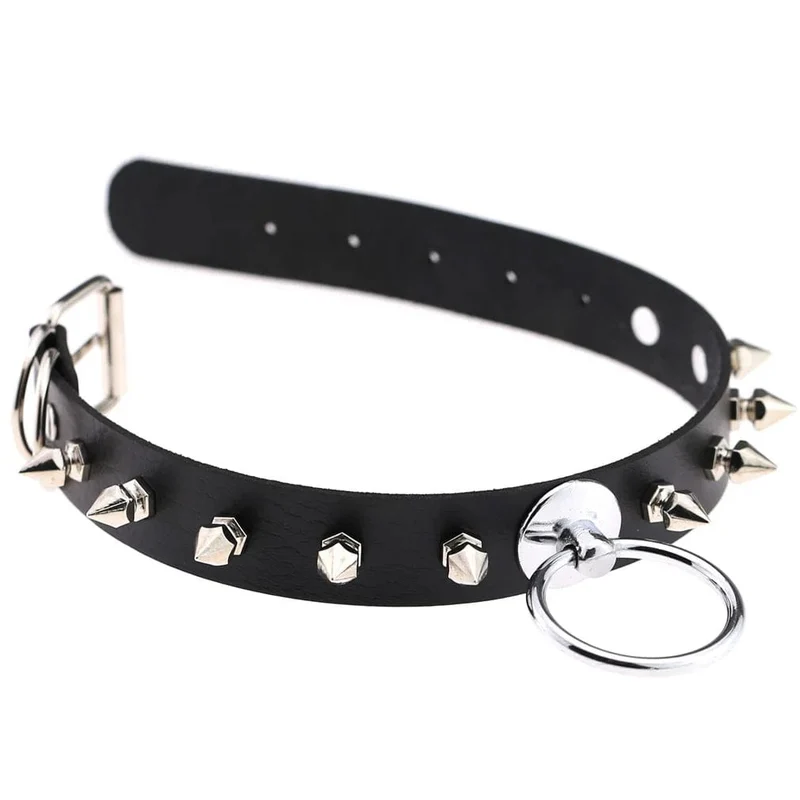 Trendy Punk Spike Nieten Leder Frauen Halsband Glocke Pentagramm Harajuku Kragen Halsketten Handgemachte Boho Gothic Mädchen Collier Schmuck