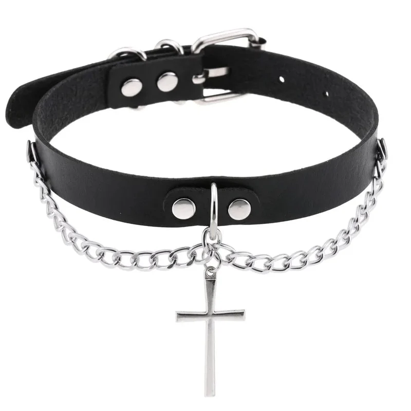 Trendy Punk Spike Nieten Leder Frauen Halsband Glocke Pentagramm Harajuku Kragen Halsketten Handgemachte Boho Gothic Mädchen Collier Schmuck